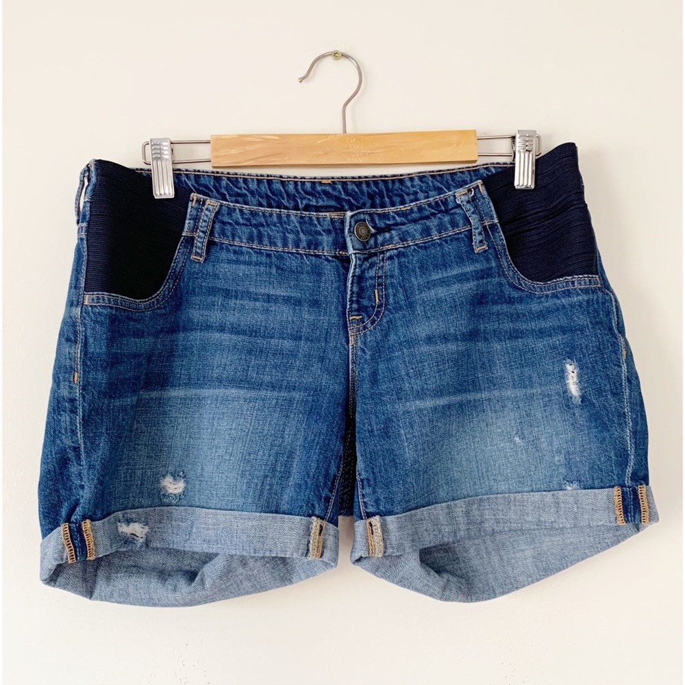 Old Navy Maternity Distressed Blue Jean Shorts 8